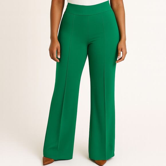 Valentine Apparel Green Wide Leg Pants Women’s Medium High Rise 36” Inseam - Picture 1 of 7